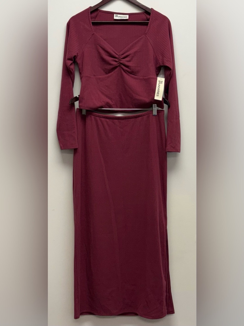 NEW 💜 No Boundaries Ribbed Two-Piece Maxi Skirt Set – Size Large (12–14) 💜